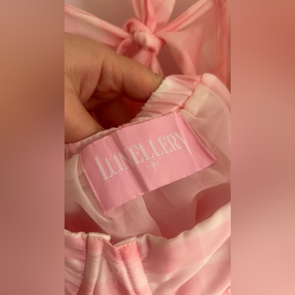 Pink ginham puff sleeve dollhouse mini dress - Picture 7 of 9